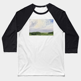 Graphic Art Field Oil on Canvas Baseball T-Shirt